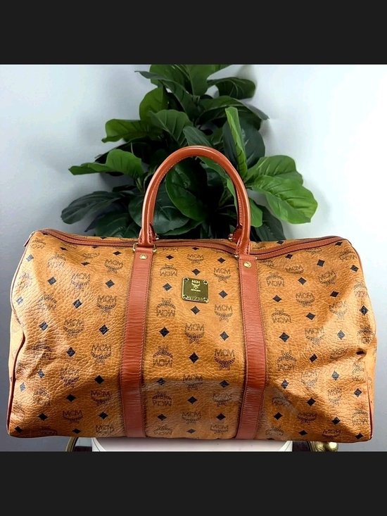 MCM Other - MCM Cognac Visetos Logo Duffel with Tan Trim